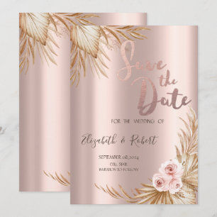 Save The Date Pamapas Grass Luxe Rose Or Enregistrer La Date