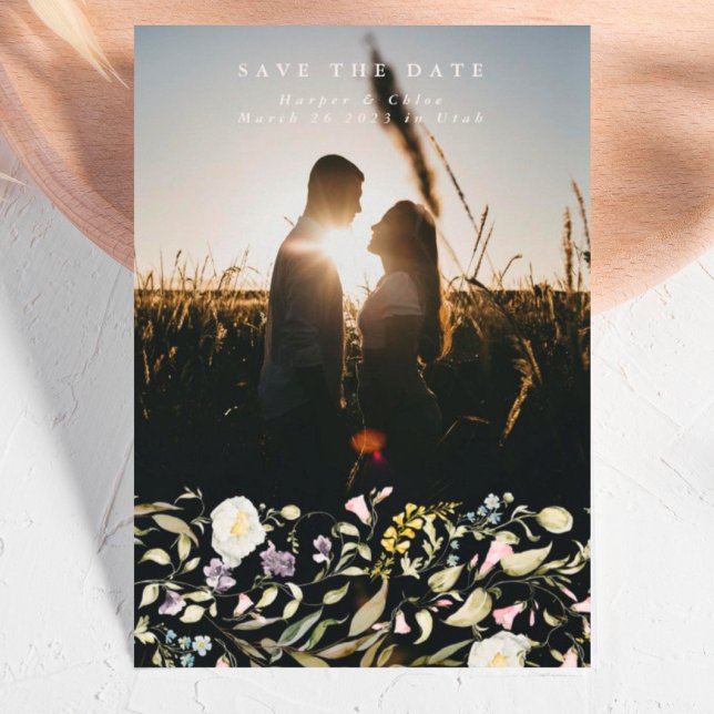 Save The Date Pampas Boho Fleur sauvage jaune printemps photo (Créateur téléchargé)