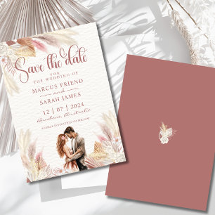 Save The Date Pampas Grass Dried Florals Invitation