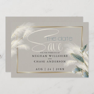Save the Date Pampas Grass Teal Anthurium