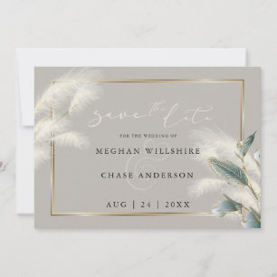 Save the Date Pampas Grass Teal Anthurium