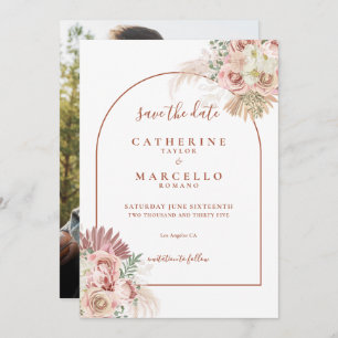 Save The Date Pampas Grass Terracotta Arch Mariage photo