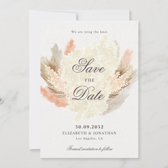 Save The Date Pampas herbe fleurs séchées boho (Devant)