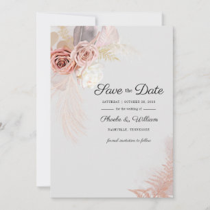 Save The Date Pampas Moderne Grass Floral Script Enregistrer La 