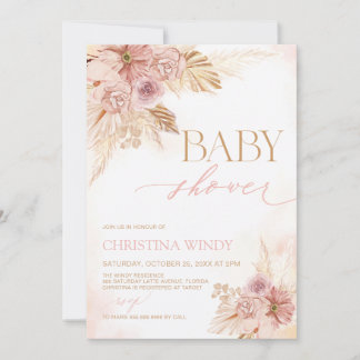 Save The Date Pampas rose beige Jardin Bébé Fille Douche Invitat