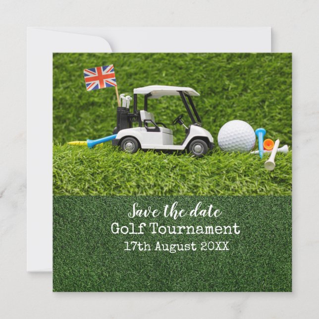 Save The Date Panier de golf avec drapeau d'Angleterre Enregistr (Devant)