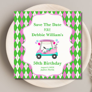 Save The Date Panier de golf élégant prêt pour l'anniversaire d'
