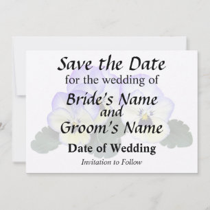 Save The Date Pansies violettes et crème