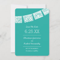 Papel Picado Bright Aqua | Mariage Enregistrer La 