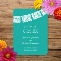 Papel Picado Bright Aqua | Mariage Enregistrer La 