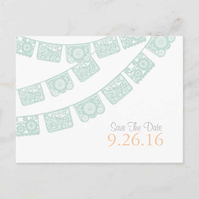 Save the Date Papel Picado Postcard (Front)