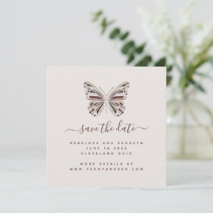 Save The Date Papillon Boho   Burgundy et Taupe élégant