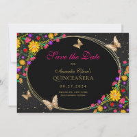 Papillon Floral Noir Mexicain Quinceanera