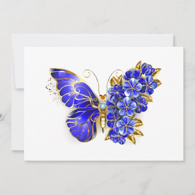 Save The Date Papillon Saphir Fleur (Devant)