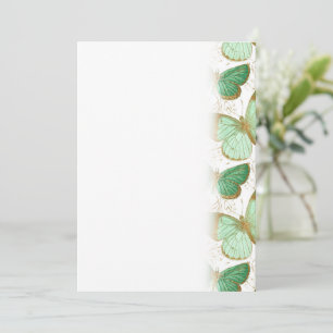 Save The Date Papillon vert floral blanc fleur floraison
