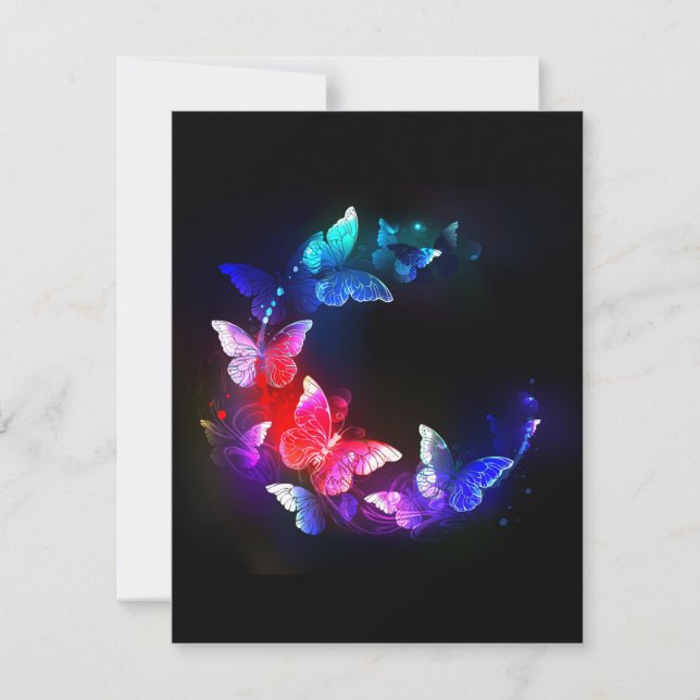Save The Date Papillons de nuit Neon brillants sur arrière - pla (Devant)