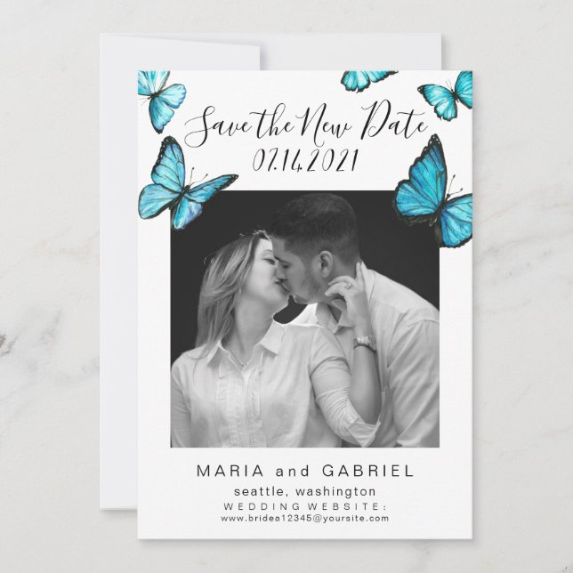 Save The Date Papillons Élégants. Report Mariage photo (Devant)