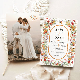 Save The Date Papillons Fleur sauvage Printemps Photo Enregistre