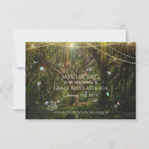 Save The Date Papillons Lumineux Forêt Enchantée
