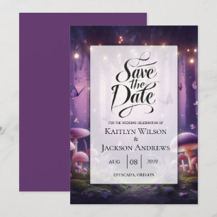 Save The Date Papillons pourpres et Mariage Ciel Starlit