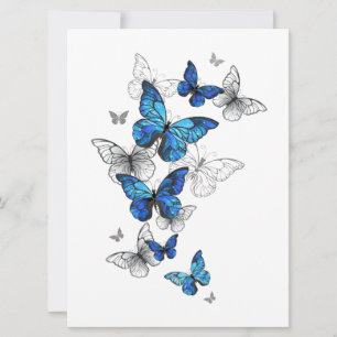 Save The Date Papillons volants bleus Morpho