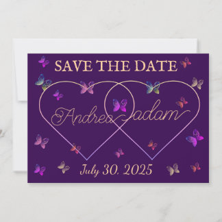 Save The Date papillons volants modernes cœur