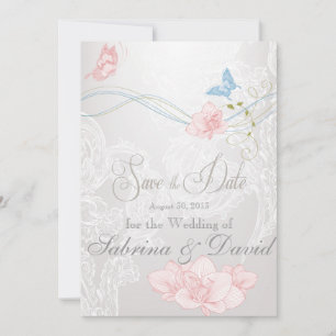 Save The Date Papillons Whimsical et dentelle Enregistrer la dat