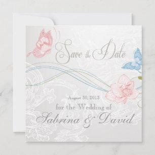Save The Date Papillons Whimsical et dentelle Enregistrer la dat