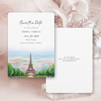 Save The Date Paris Tour Eiffel Destination Mariage