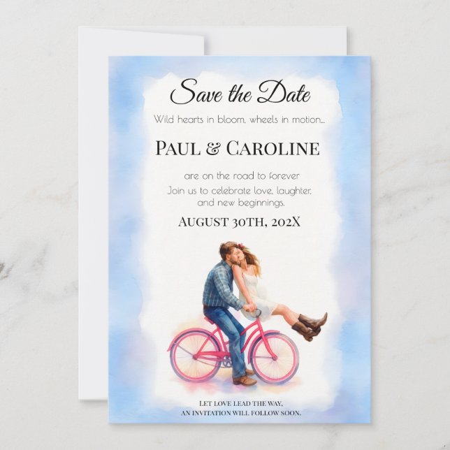Save The Date Parti d'engagement de couple romantique Décontract (Devant)