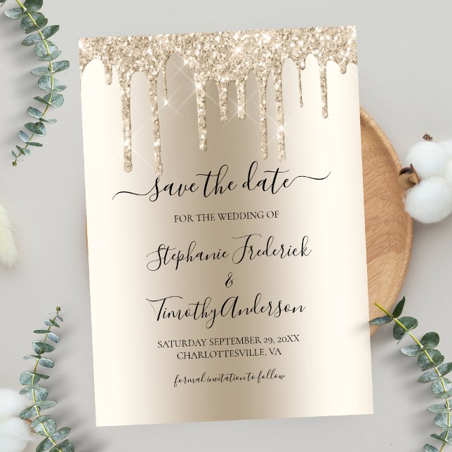 Save The Date Parties scintillant à goutte de champagne Mariage  (Créateur téléchargé)