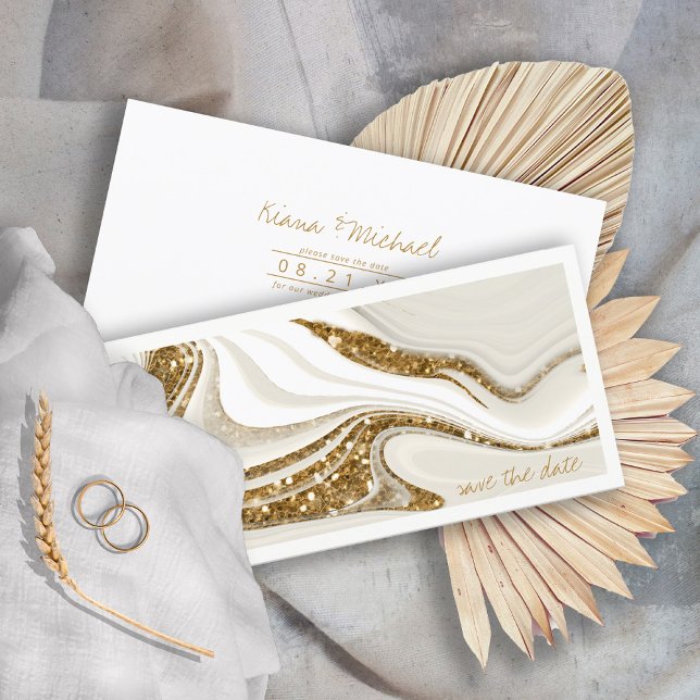 Save The Date Parties scintillant Abstraite Strata Mariage Ivory (Créateur téléchargé)