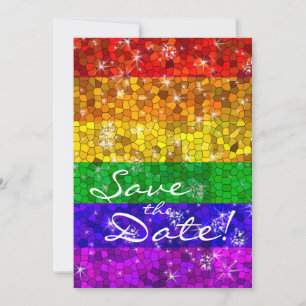 Save The Date Parties scintillant Arc-en-ciel drapeau mariage Ga