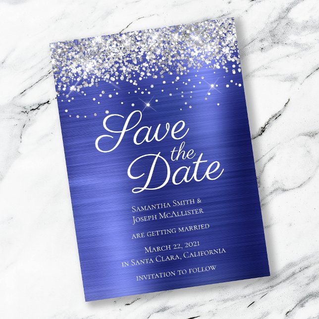 Save The Date Parties scintillant argentée Sapphire Blue Ombre F (Créateur téléchargé)