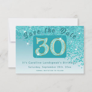 Save The Date Parties scintillant bleu Turquoise brillant pour 3
