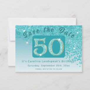 Save The Date Parties scintillant bleu Turquoise brillant pour 5