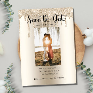 Save The Date Parties scintillant de décapage photo Fiançailles 