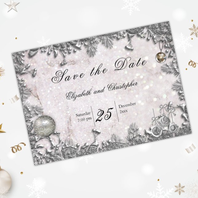Save The Date Parties scintillant d'hiver Noël Mariage magique (Créateur téléchargé)