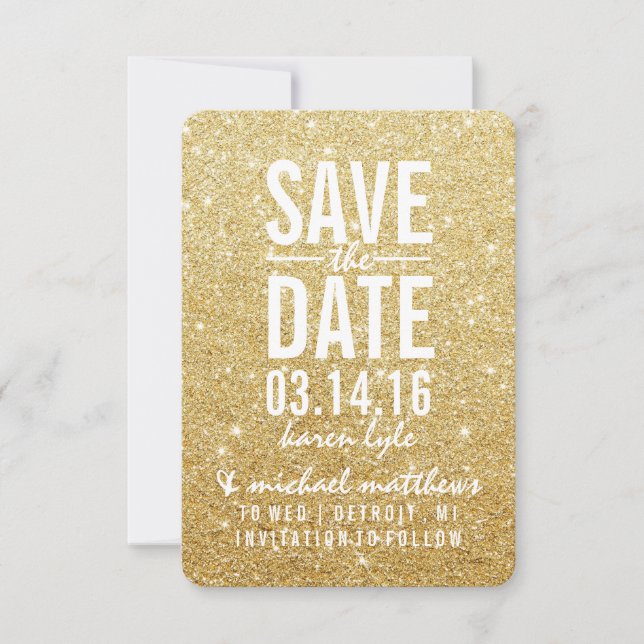 Save the date | Parties scintillant d'or Fab II (Devant)