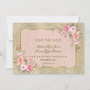 Save The Date Parties scintillant D'Or Glamour Flush Floral Enre