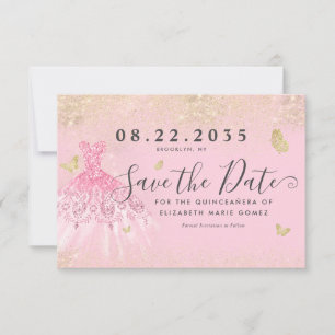 Save The Date Parties scintillant d'or rose vif moderne Gown Qui