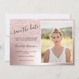 Save The Date parties scintillant en or rose métallique ombre 3