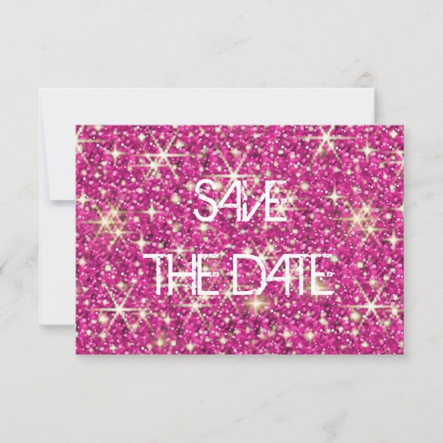 Save The Date Parties scintillant étoilée rose étincelante enreg (Devant)