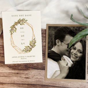 Save The Date Parties scintillant Olives & Feuilles Cadre Mariag