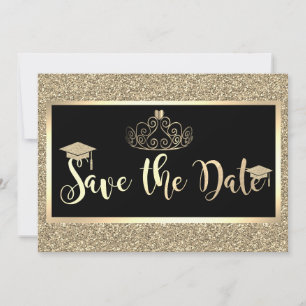 Save The Date Parties scintillant Or, Diplôme Tiara Enregistrer