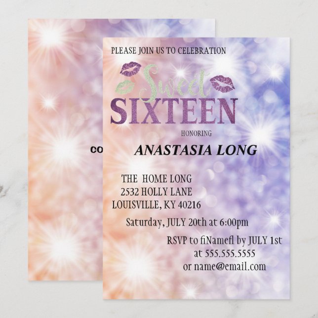 Save The Date Parties scintillant Purple Moderne Et Élégante Enr (Devant / Derrière)