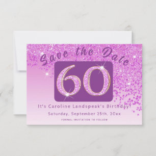 Save The Date Parties scintillant rose brillant pour 60e anniver