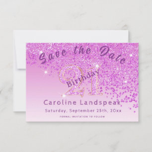 Save The Date Parties scintillant rose en chute pour 21e anniver
