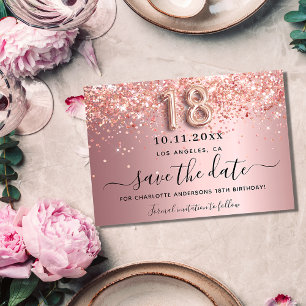 Save The Date parties scintillant rose vif à 18e anniversaire ét