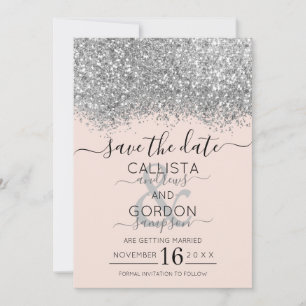 Save The Date Parties scintillant Silver Blush de luxe Confetti 